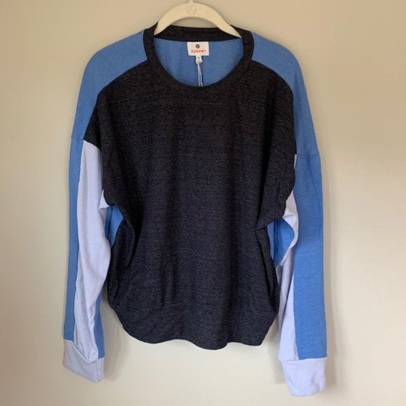 Sundry Blue Colorblock Sweater - Picture 1 of 2